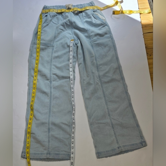 Aerie Pale Blue Cotton Drawstring Wide Leg Pants - Picture 4 of 11